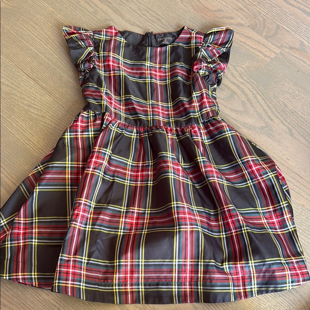 Crewcuts Plaid Kids Dress in Red, Yellow, and Black